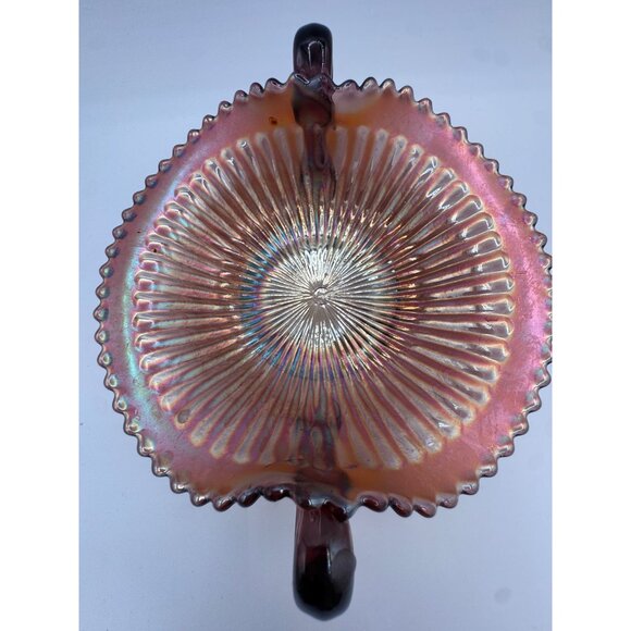 Northwood Carnival Glass Bonbon Dish – Marigold on Amethyst – Marked N – 1900s - Picture 3 of 11